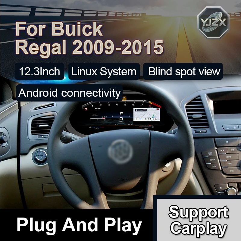 

Автомобильные аксессуары для Buick Regal 2009-2015, 12,3-дюймовый ЖК-цифровой кластер с умным спидометром Carplay, инструмент