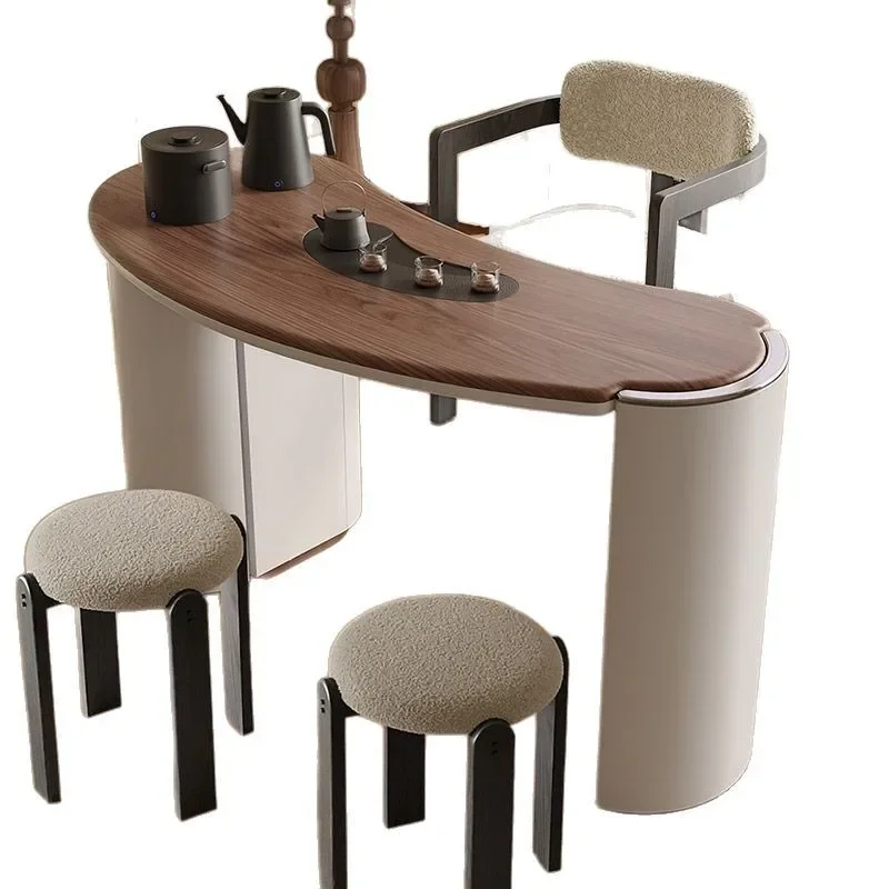 Balcony tea table, small household light luxury high-end solid wood tea table to make tea