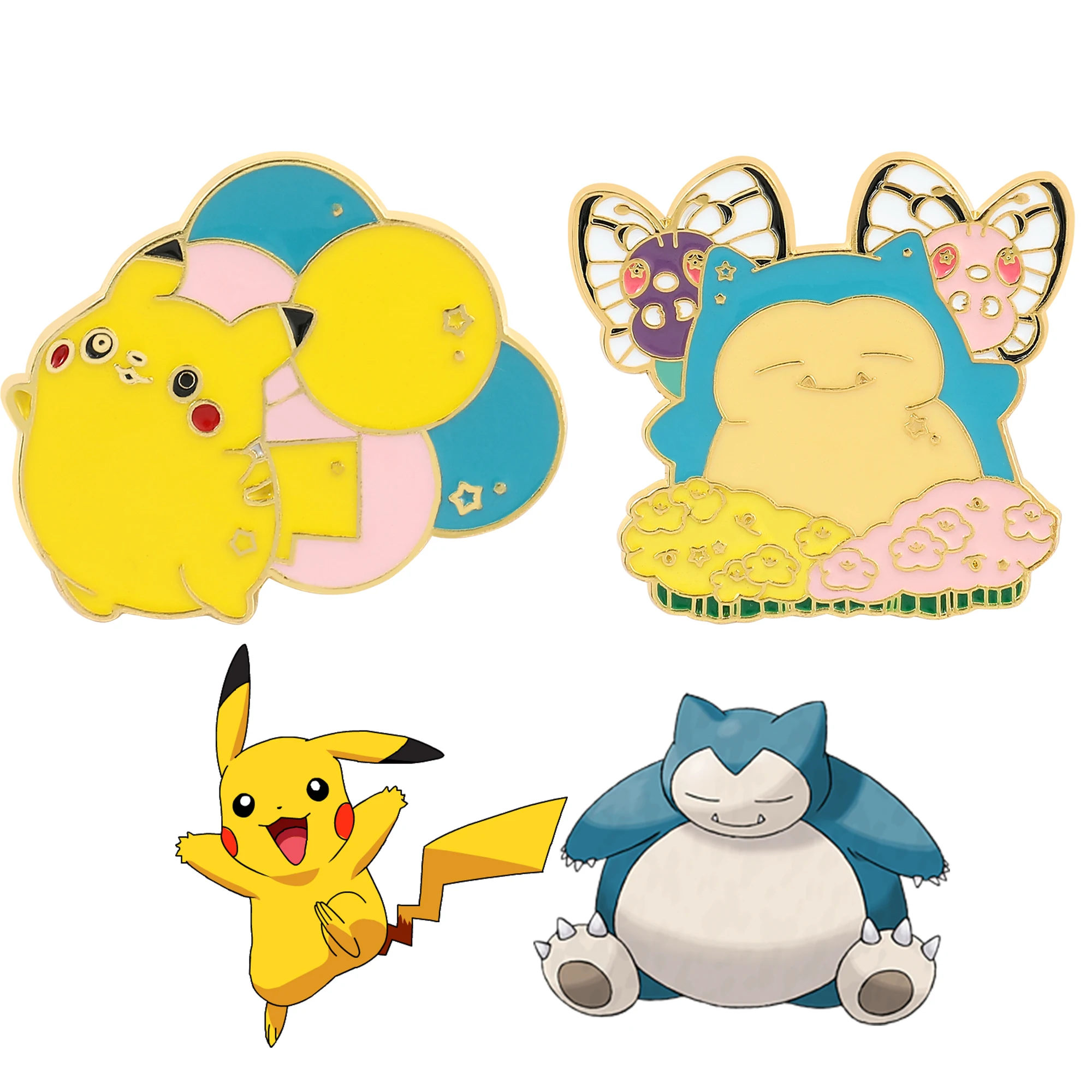  Brooch Anime Pikachu Cute Metal Pins Badges Backpack Clothing Lapel Jackets Denim Accessories Jewelry Decoration Gift