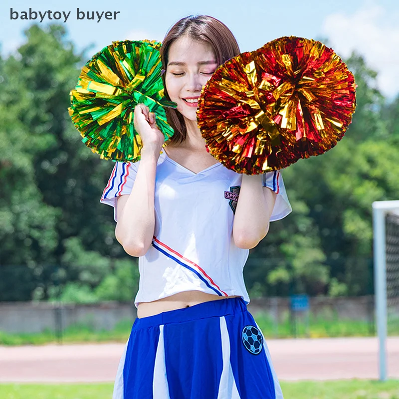 1Pc 30CM Game Pom Poms With Handle Cheerleading Cheering Ball Sports Match Vocal Dance Party Concert Decorator Come On Props