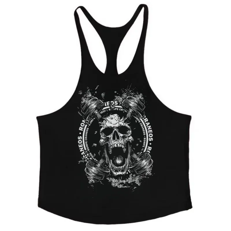 

Майка для фитнеса macho man, жилет из 100% хлопка, ретро-готический мужской быстросохнущий топ без рукавов с черепом дьявола, тренировочный топ для мышц