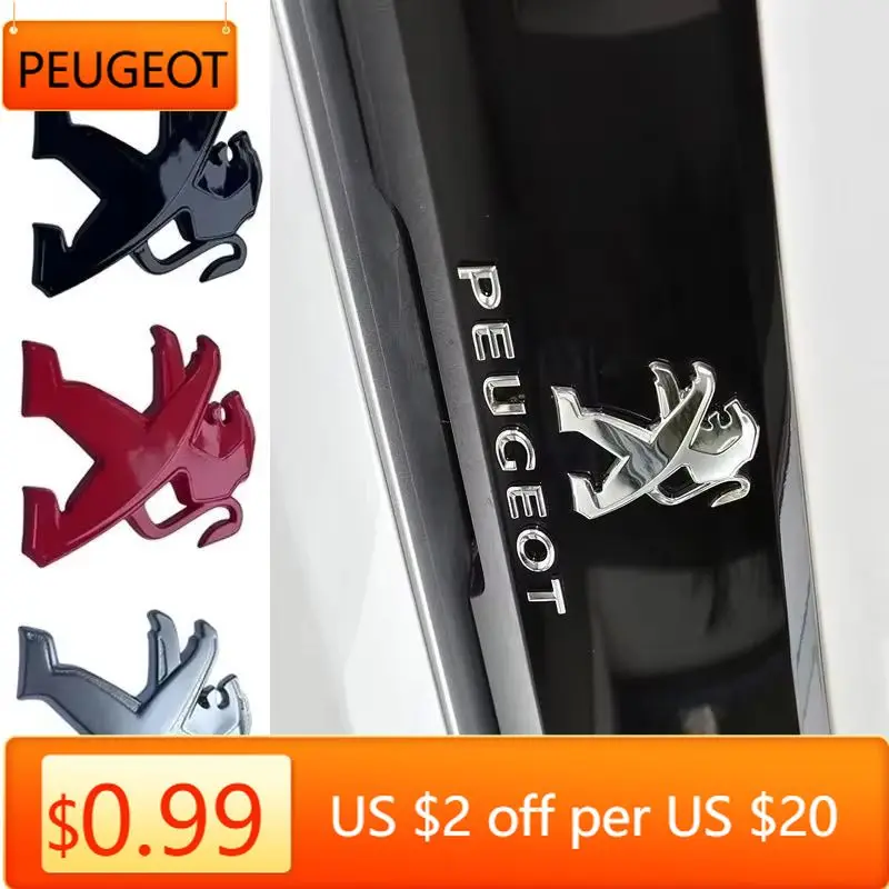 

2025 Hot Car Rear Trunk Badge Sticker for Peugeot 307 306 207 407 408 308 206 406 301 507 508 5008 3008 Metal Front Emblem Decor
