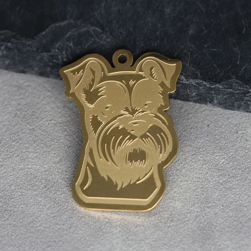 2pcs No Fade Stainless Steel Cute Funny Miniature Schnauzer Pet Dog Charms Kids Gifts Handmade Necklace Jewelry Making Pendant