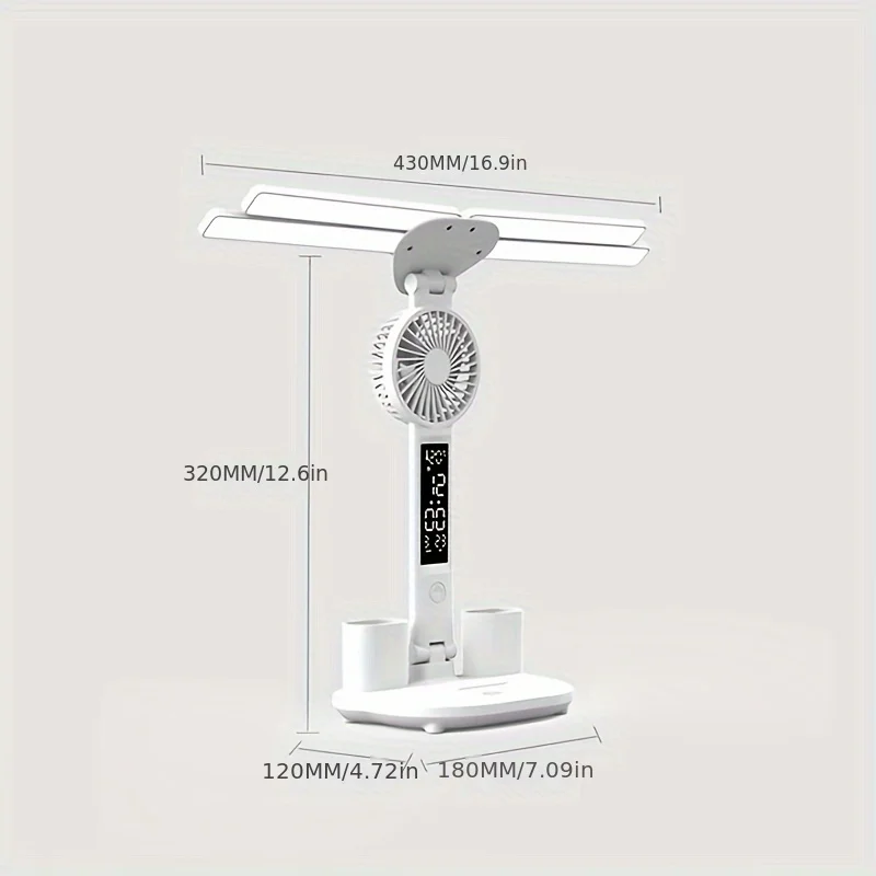 Eye Protection Desk Lamp,LED Folding Desk Lamp,Rechargeable, 4-head Fan Smart Desk Lamp For Student Dormitory,Reading Lamp