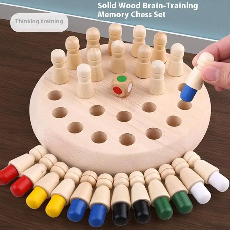 1 Set Match Stick Color Memory Matching Puzzles Parent-Child Interaction Educational Toy Wooden Memory Chess Board Game For Kids