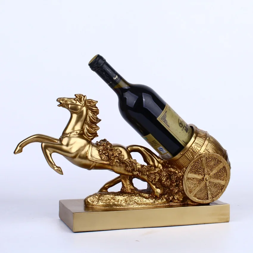 

Horse-drawn Cart Wine Rack Living Room Wine Cabinet Office Resin Decoration Artware Beautiful Home Decor
