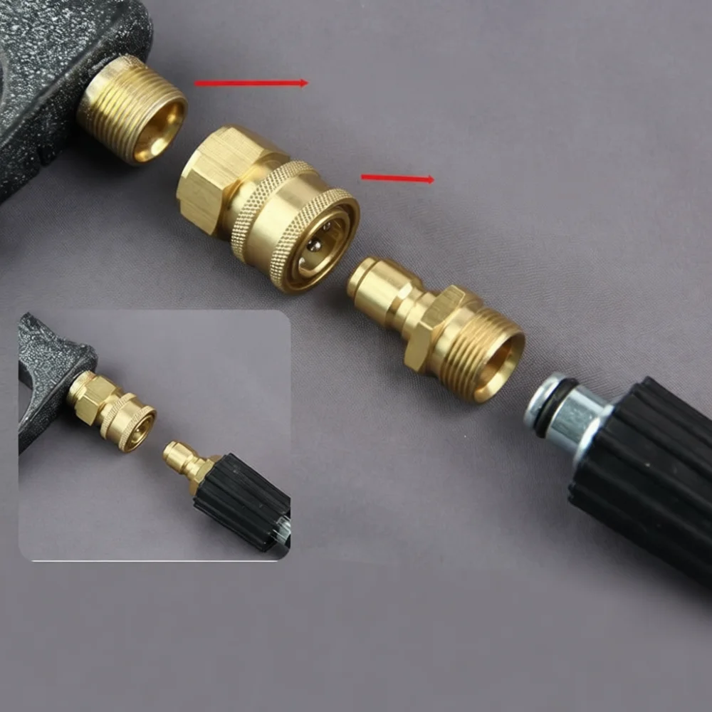 High Quality Copper Quick Connect Coupler Pressure Washer Hose Adapter Car Wash Gun Inlet Outlet Fitting Socket