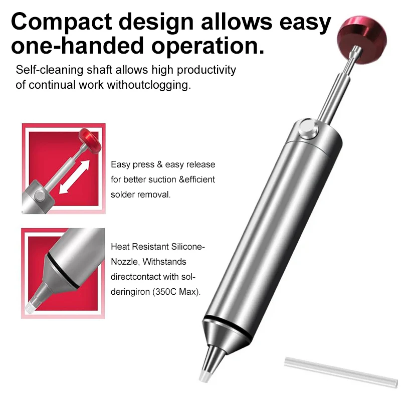 Industrial Grade Tin Suction Device Manual Vacuum Soldering Tool for Repairing Disassembling Parts with Strong Suction