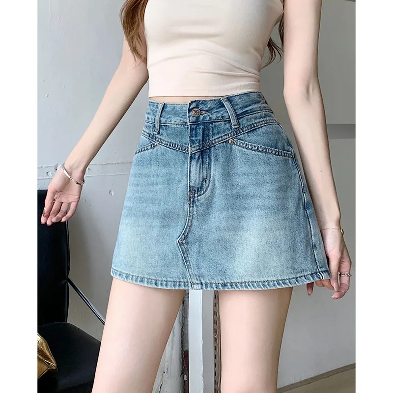 

New High-waisted Versatile A-line Denim Skirt for Women's Jean Shorts Clothing Korea Stylish Pants Summe Beach Korean Style Y2k