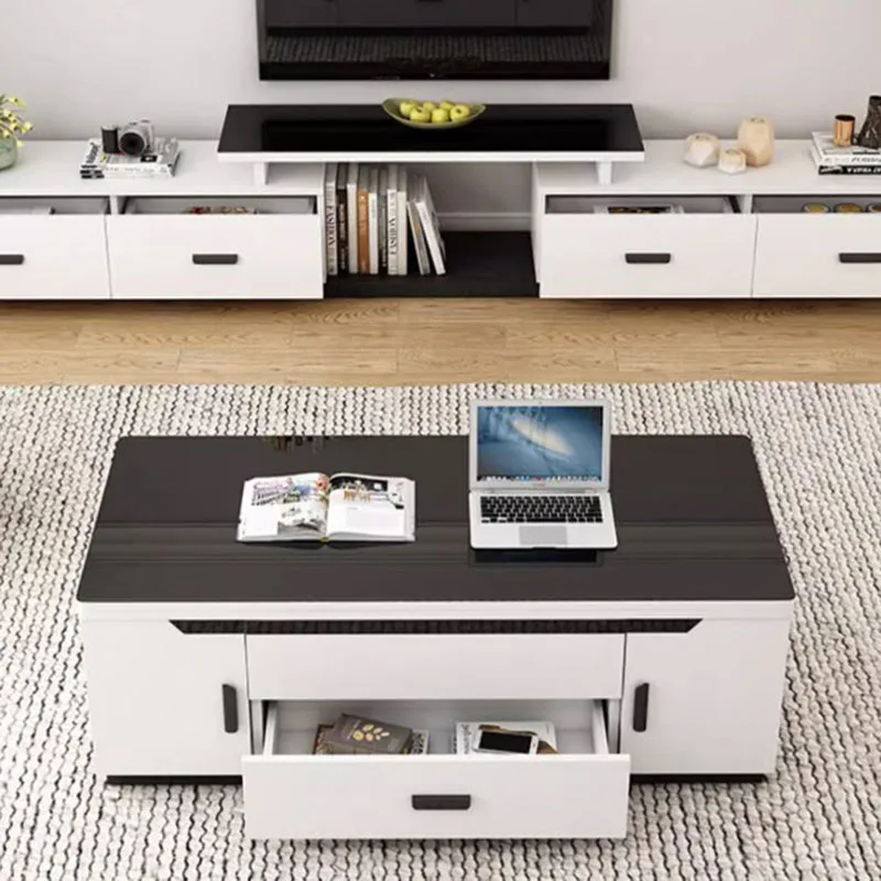 Adjustable Modern Coffee Tables Storage Drawers White Nordic Coffee Table Minimalist Low Hotel Mesa Auxiliar Furniture For Home