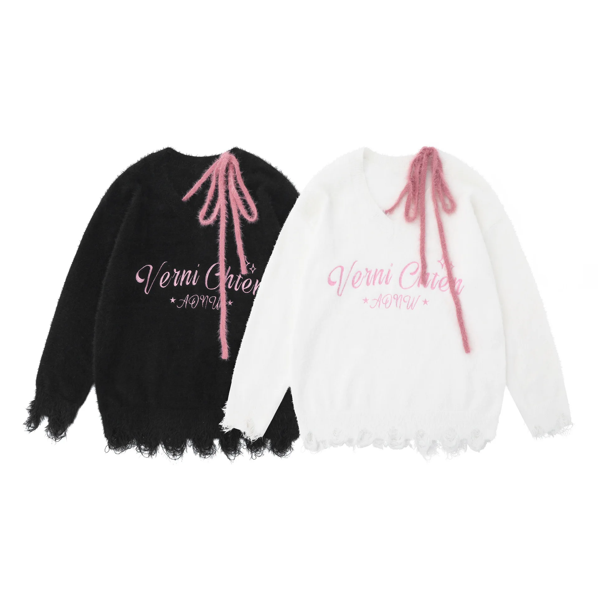 Cute And Sweet Sweater Two Piece Set Trendy Brand | New American Quality Loose Jacquard Two Piece Tank Top+Sweater