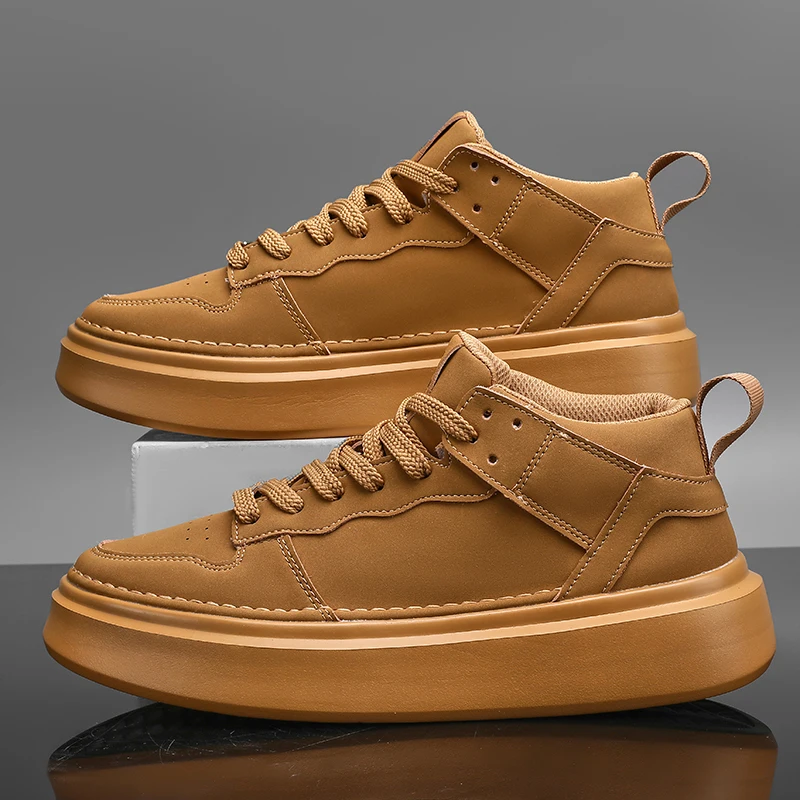 

2025 Новые кожаные повседневные туфли для доски, уличная противоскользящая и износостойкая спортивная обувь для отдыха для мужчин, белые кроссовки