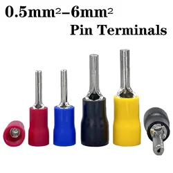 50-500PCS Insulated Pin Terminals Pure Copper Crimp Terminals PTV1.25/2/3.5/5.5-10/12/13 Electrical Wire  Connector