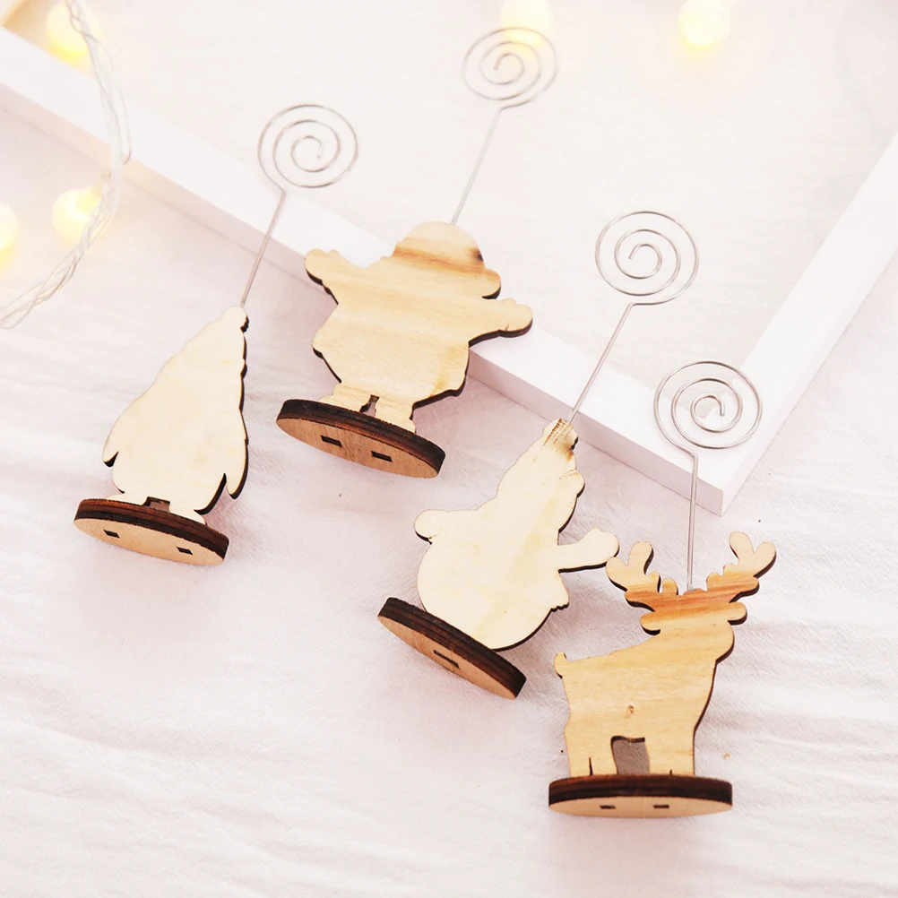 

Christmas Photo Holder Snowman Pattern Flat Base Desktop Clip Xmas Party Note Clip Office Home Decoration Christmas Holder