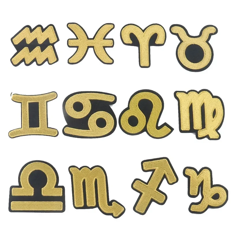Twelve Constellations Embroidery Cloth Stickers, Children's Clothing Accessories, School Bags, DIY Adhesive-backed Patches