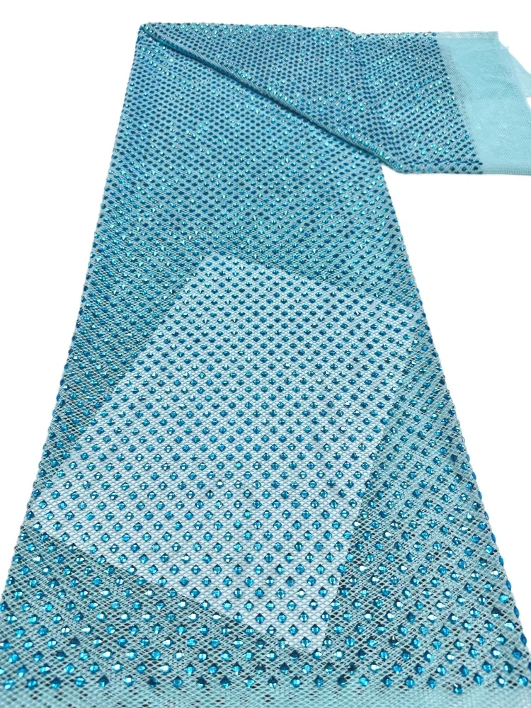 Luxury High Quality African Lace Fabric Mesh Lace Glittery Heavy Stones Guipure Embroidered Lace Fabric For Party Dress Sewing