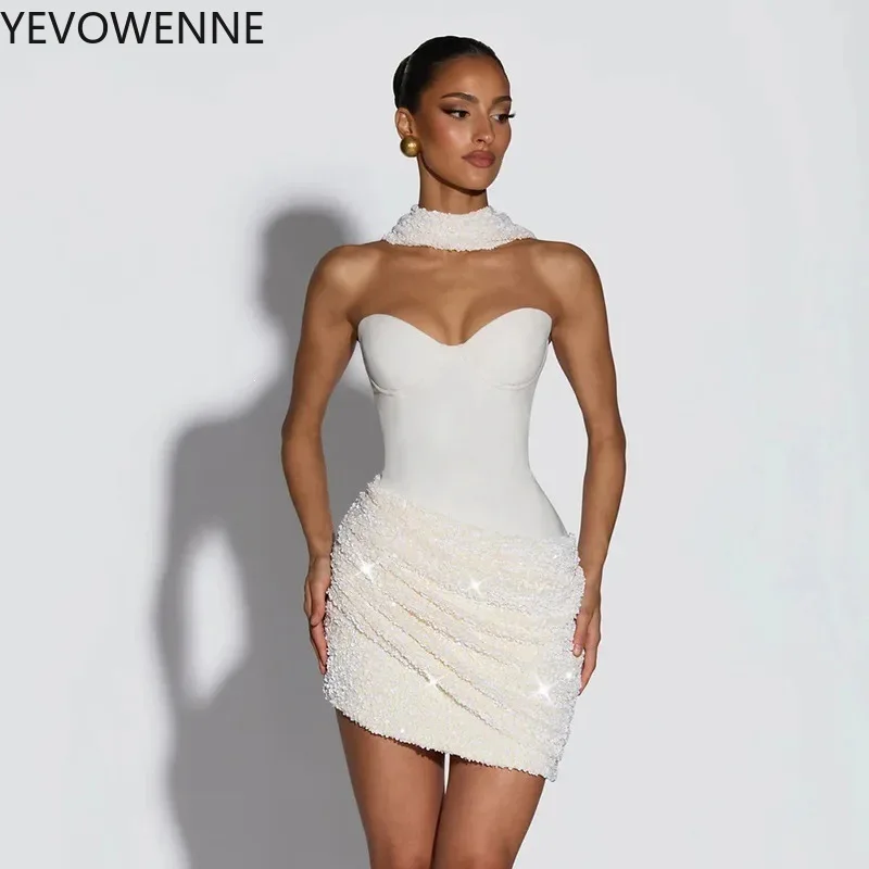 Sexy Corset Fashion Cocktails Dress 2027 New Bodycon Patchwork homecoming Dresses Sequins Quinceanera DAMA Gowns