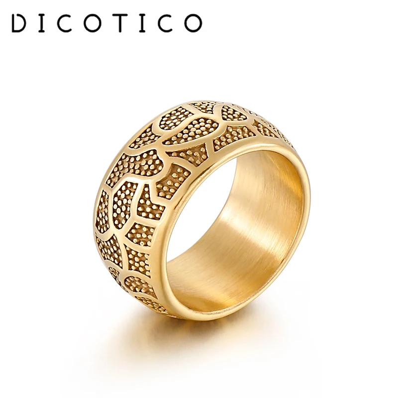 여성을위한 패션 스테인레스 스틸 반지 남성 골드 실버 블랙 컬러 그레인 표면 Chunky 반지 웨딩 약혼 보석 여성