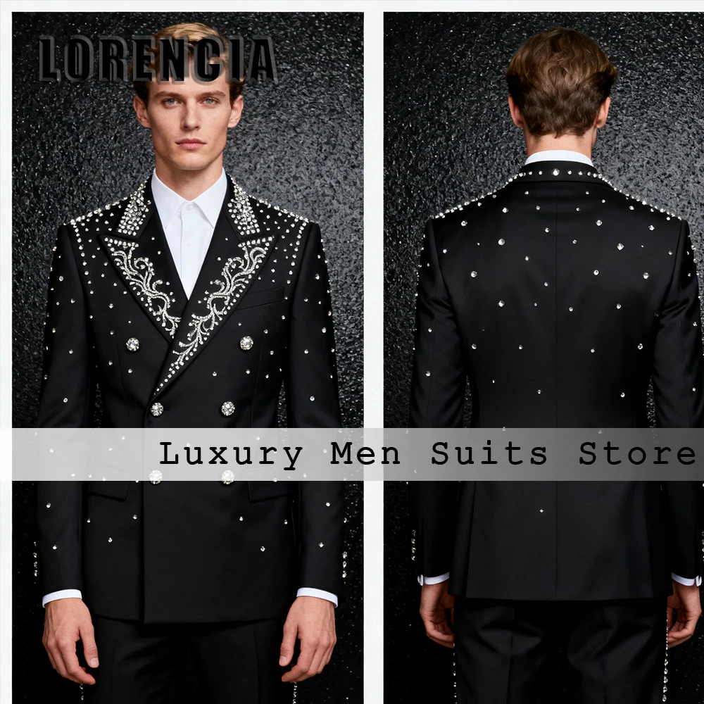 

Элегантные мужские костюмы со стразами, комплект из 3 предметов, приталенные смокинги с кристаллами, свадебные наряды, пиджак на заказ, брюки, жилет roupas masculinas
