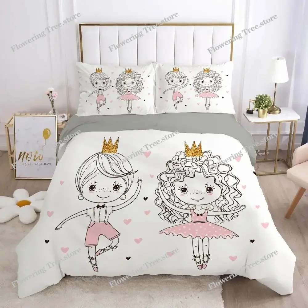Ballet Dancer Duvet Cover Set King Size Dancing Is My Passion Print Bedding Set Microfiber Girl Ballet Shoes Pattern Quilt Cover