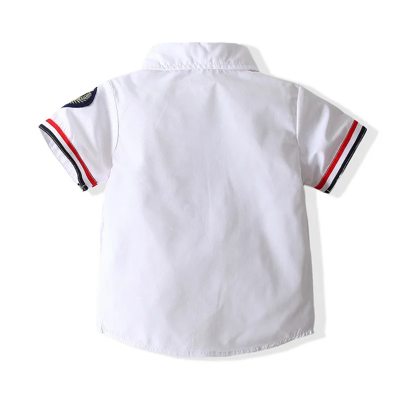 Summer Toddler Boy Outfits Kids Clothes Korean Fashion Stripe Short Sleeve Cotton Baby Tops+Hole Shorts Children\'s Sets BC1065