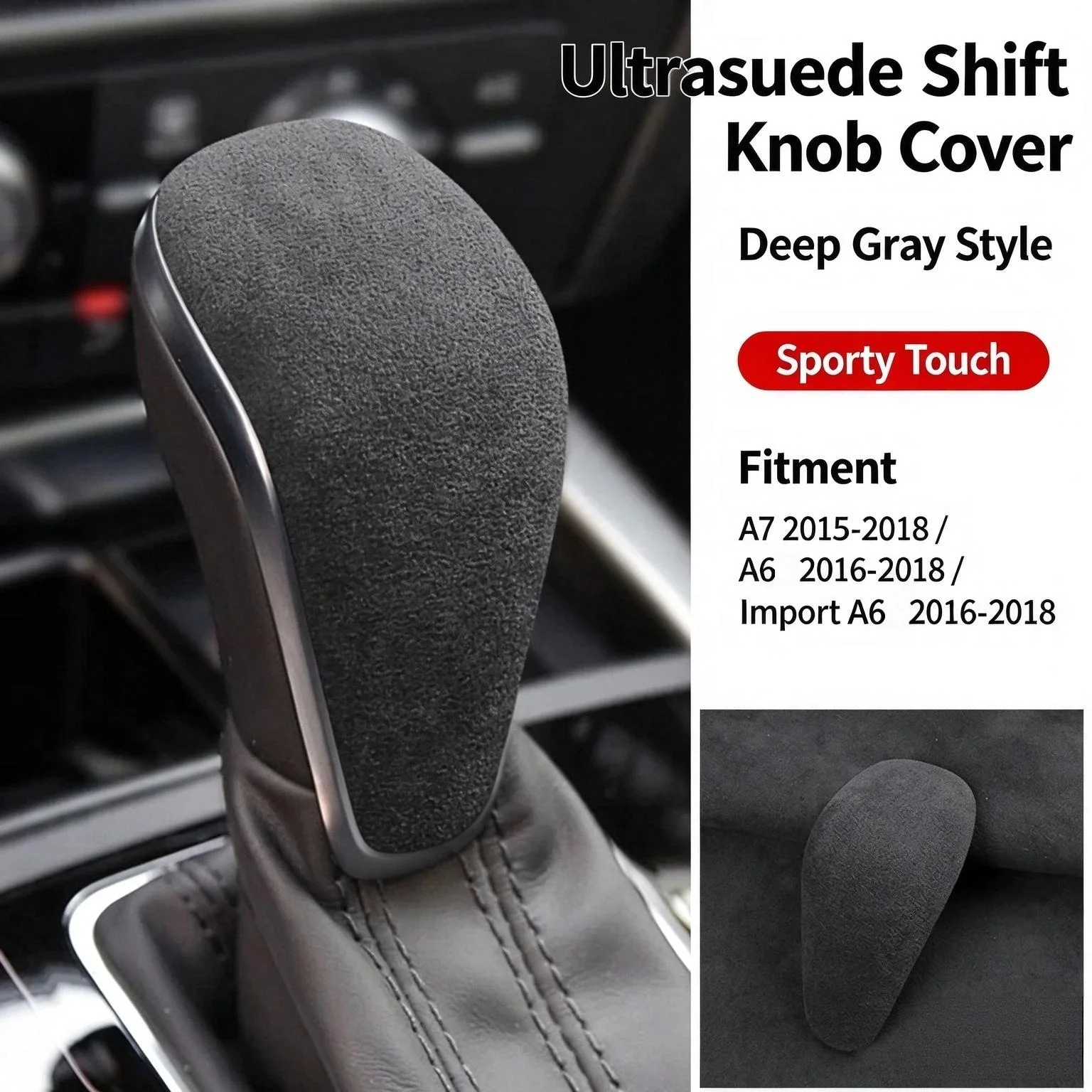 Microfiber Suede Gear Shift Knob Cover For Audi A6 C7 2016-2018 Import A6 A7 2015-2018 Non-destructive Installation Auto Interio