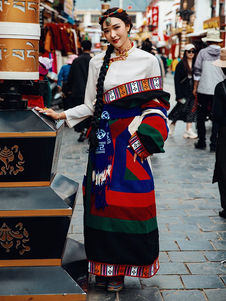 Robe de style ethnique pour femmes, vêtements chinois, photographie de voyage, printemps et automne, nouveau