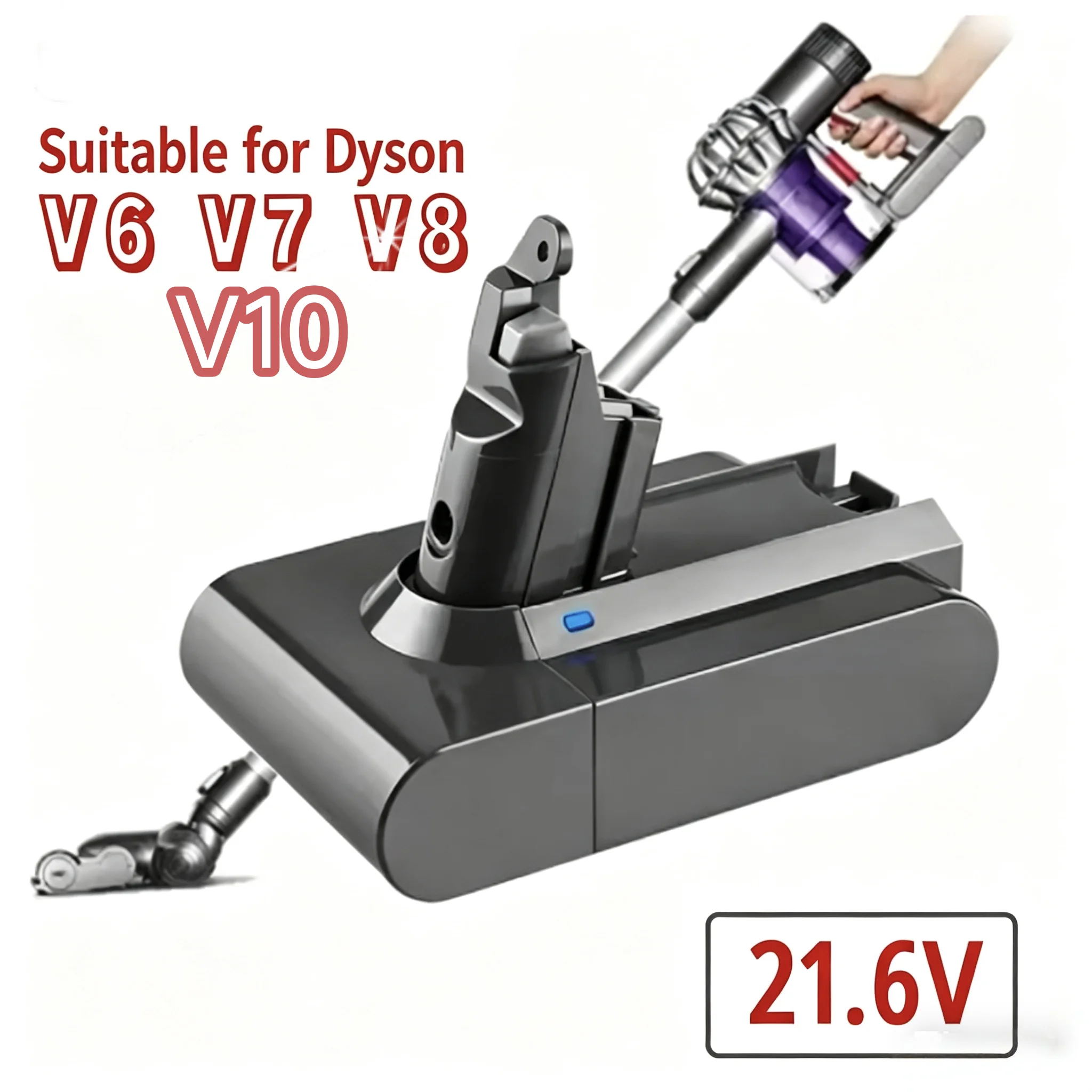 

8000mAh 21.6V for Dyson V6 V7 V8 V10 Series SV03 SV10 SV11 SV12 DC62 Cordless Handheld Vacuum Cleaner Rechargeable Spare Battery