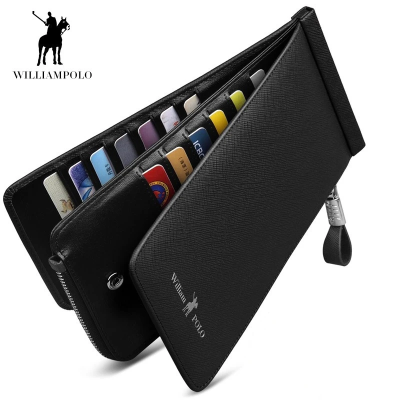 WILLIAMPOLO Men‘s Wallet Large Capacity Men Wallets Cell Phone Pocket Passcard Pocket High Quality Multifunction Wallet For Men