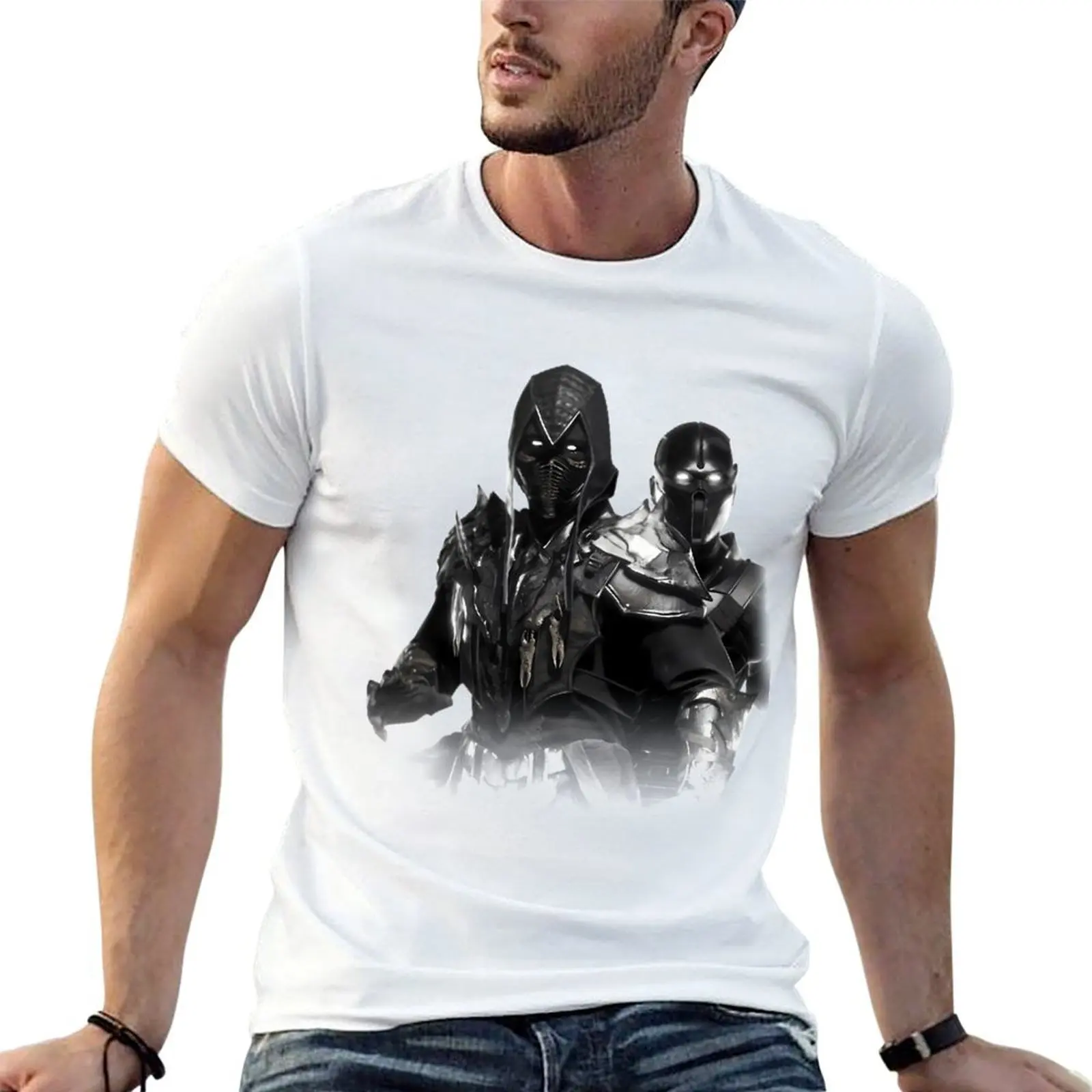 

Мужские рубашки Kombat, хлопковые рубашки с рисунком Saibot, мужская футболка Mortal, повседневная рубашка 11, футболка Noob, упаковка