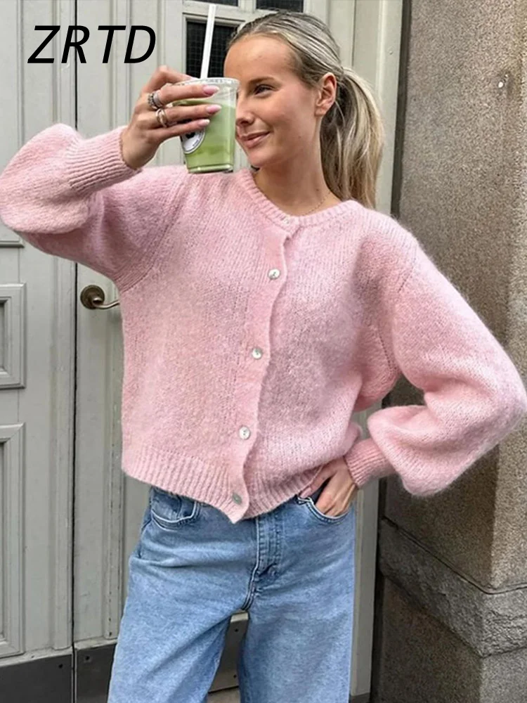 Casual Knitted Cardigan Women Solid O-neck Single Breasted Long Sleeve Female Sweaters 2024 Autumn Lady Chic All-match Knitwear