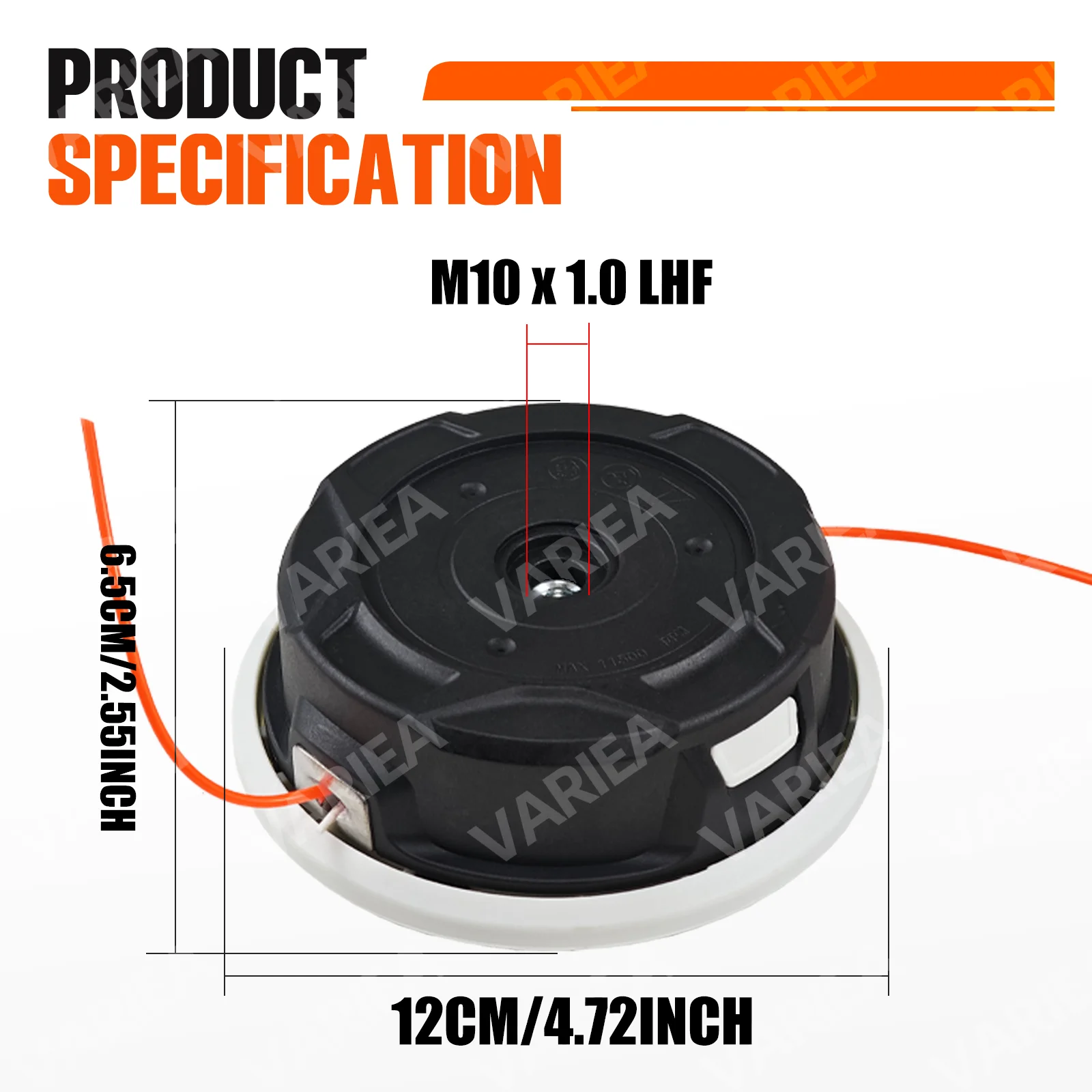 VARIEA-C26-2 trimmer head, M10*1.0 thread, durable plastic structure for easy installation, high-efficiency garden maintenance,