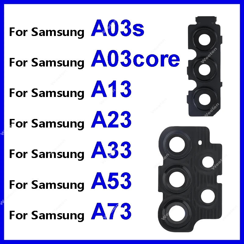 

For Samsung A03s A03core A13 A23 A33 A53 A73 A032 A037 A135 A235 A336 A536 A736 Rear camera glass cover frame Spare Repair parts
