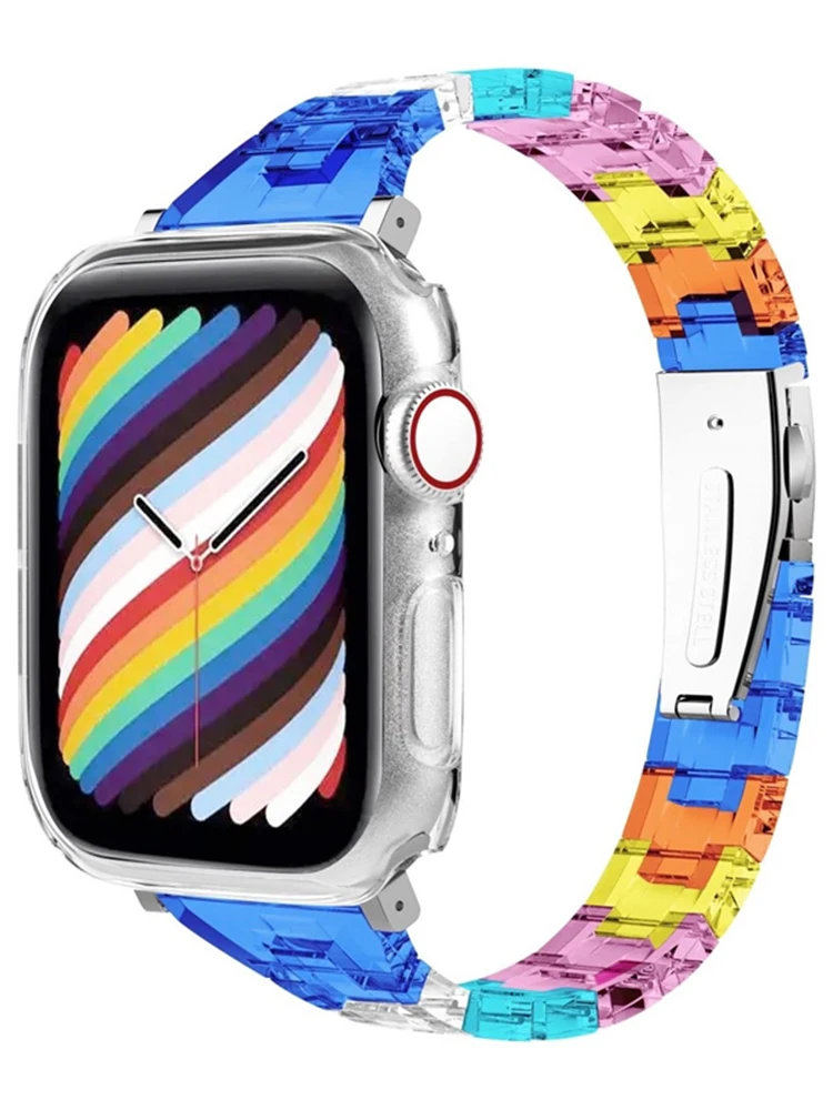 Slim Strap For Apple Watch ultra series 9 8 7 41mm 45mm 44mm 40mm 42 38mm glacier Pride bracelet Smart Band Iwatch 6 5 4 3 Se