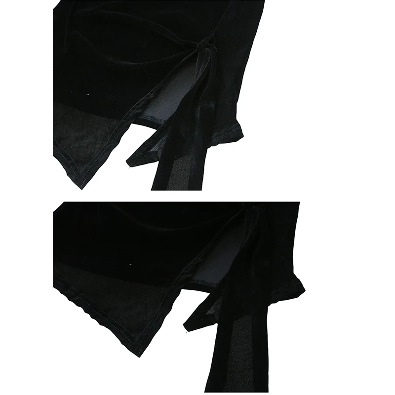 New,Black,Spring,Korean,Style,T-Shirt,Chic,Sexy,O-Neck,Velvet,Hollow out,Button,Slit,Women,Irregular,Tops,Long Sleeve,Tees,59101