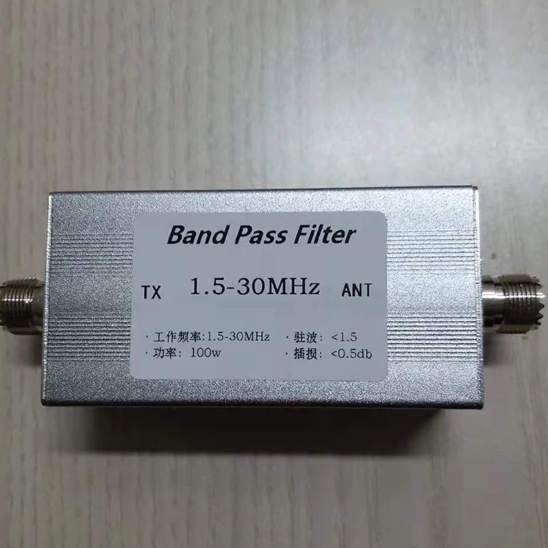 1.5-30 MHz Bandpass Filter 100W Shortwave Bandpass Filter M Female BPF Bandpass Filter Improves Anti-interference Ability