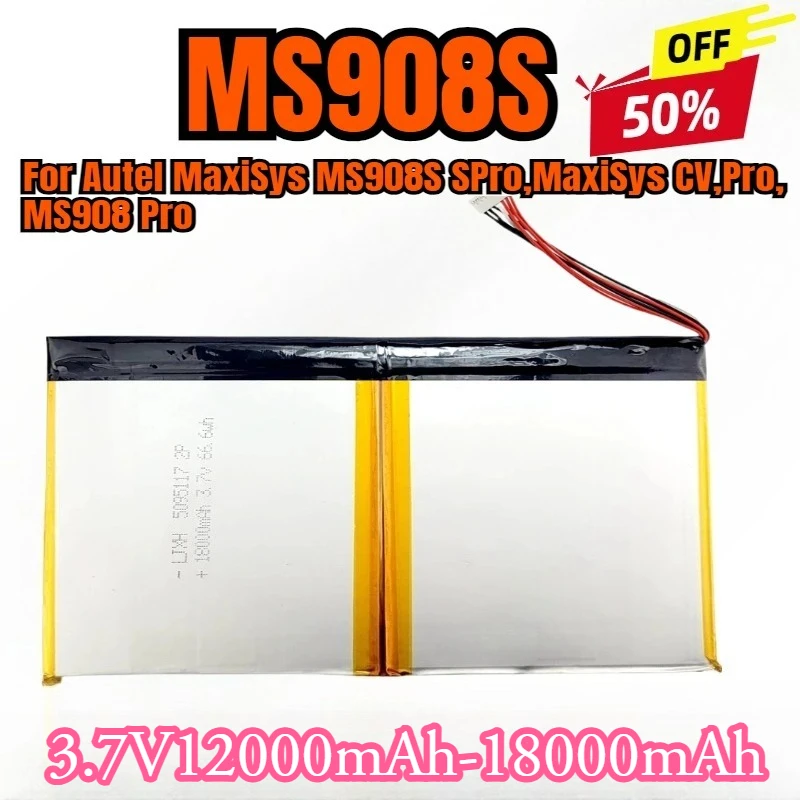 3.7V 12000mAh-18000mAh Diagnostic Scanner Battery for Autel MaxiSys MS908S SPro,MaxiSys CV,Pro, MS908 Pro