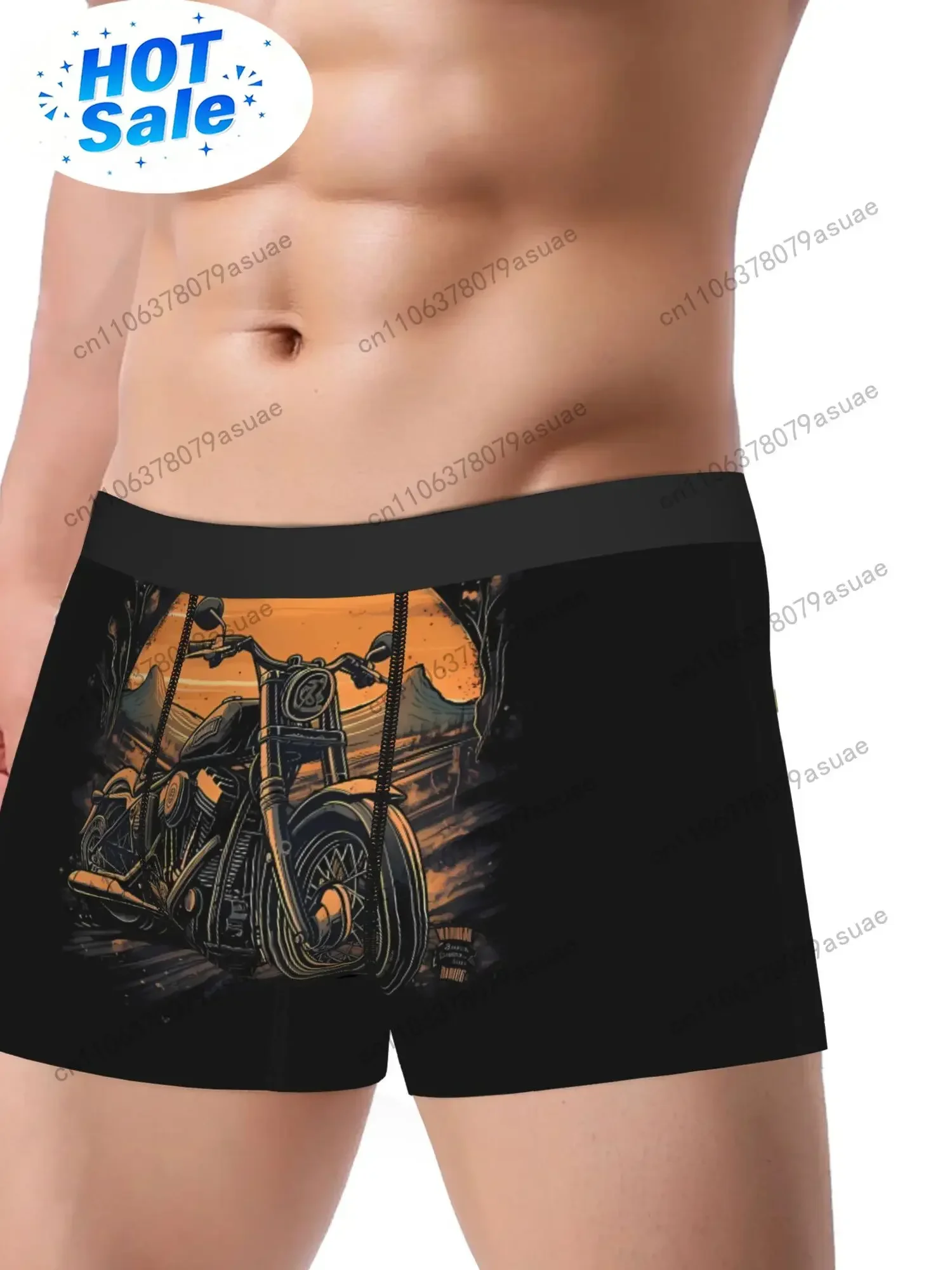 Ride Into The Past Vintage Motorcycle Underwear Polyester Briefs Underpants