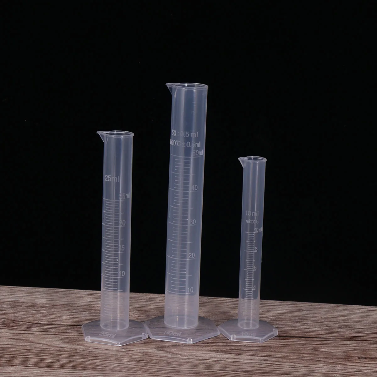 

5pcs Plastic Graduated Measuring Cylinder 10ml 25ml 50ml 100ml 250ml Stable Wide Rim Tapered Spout Laboratory Home Use