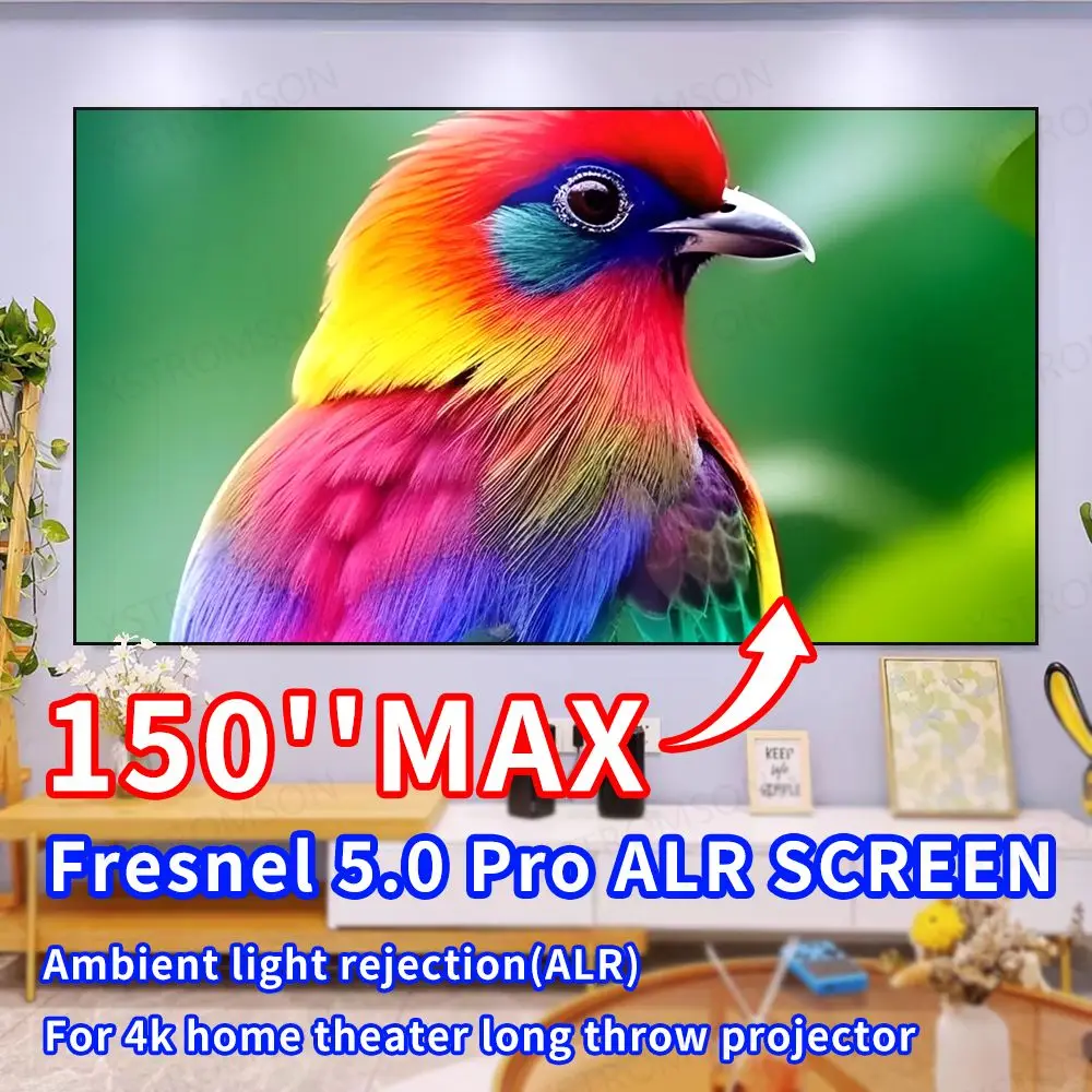 

150 ” 4K Ultra HD 16:9 Ambient Light Rejecting Fresnel Fixed Frame ALR Projector Screen for home theaters conference rooms etc