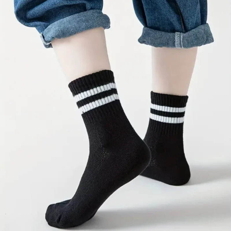 10 pairs of autumn and winter style children breathable simple style college style striped children tube socks men and women