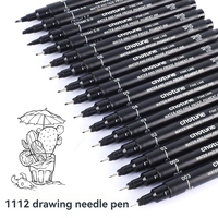Black Micro Fine Pens,15 Sizes,Waterproof Archival Ink,Fine Tip Manga Markers for Artist Anime Sketch Technical