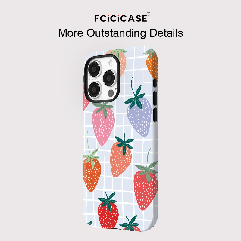 Fcicicase Luxury Acrylic Matte Phone Case For iPhone 11 12 13 14 15 16 17 Pro Max Air Plus Magnetic Strawberry Pattern Cover - view 5