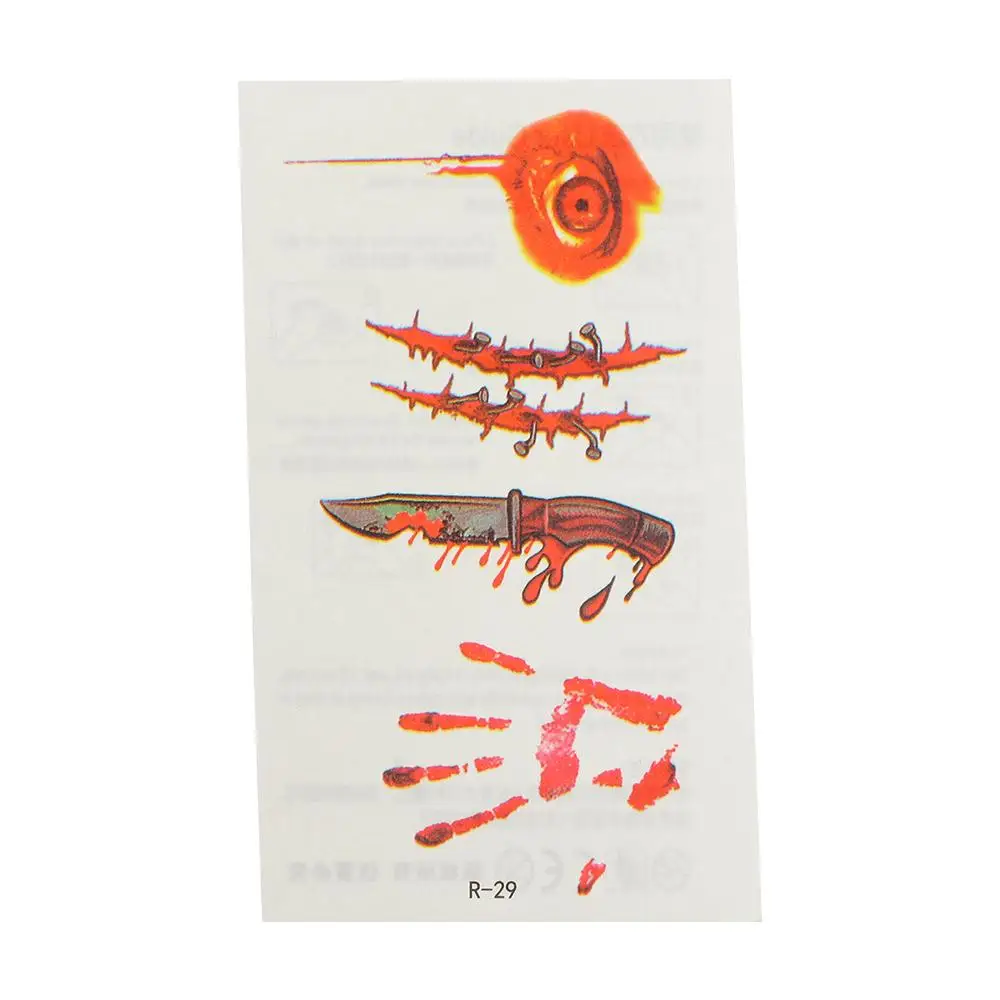 Injury Sticker Body Art Stickers Nail Tips Makeup Props Halloween Temporary Tattoos Stickers Horror Scars Water Transfer Slider