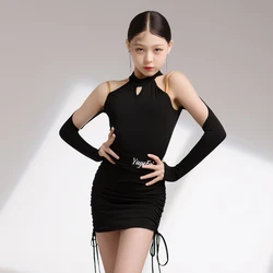 VENNY Latin dance training dress girls new professional halter dance dress national standard dance dress skirt set