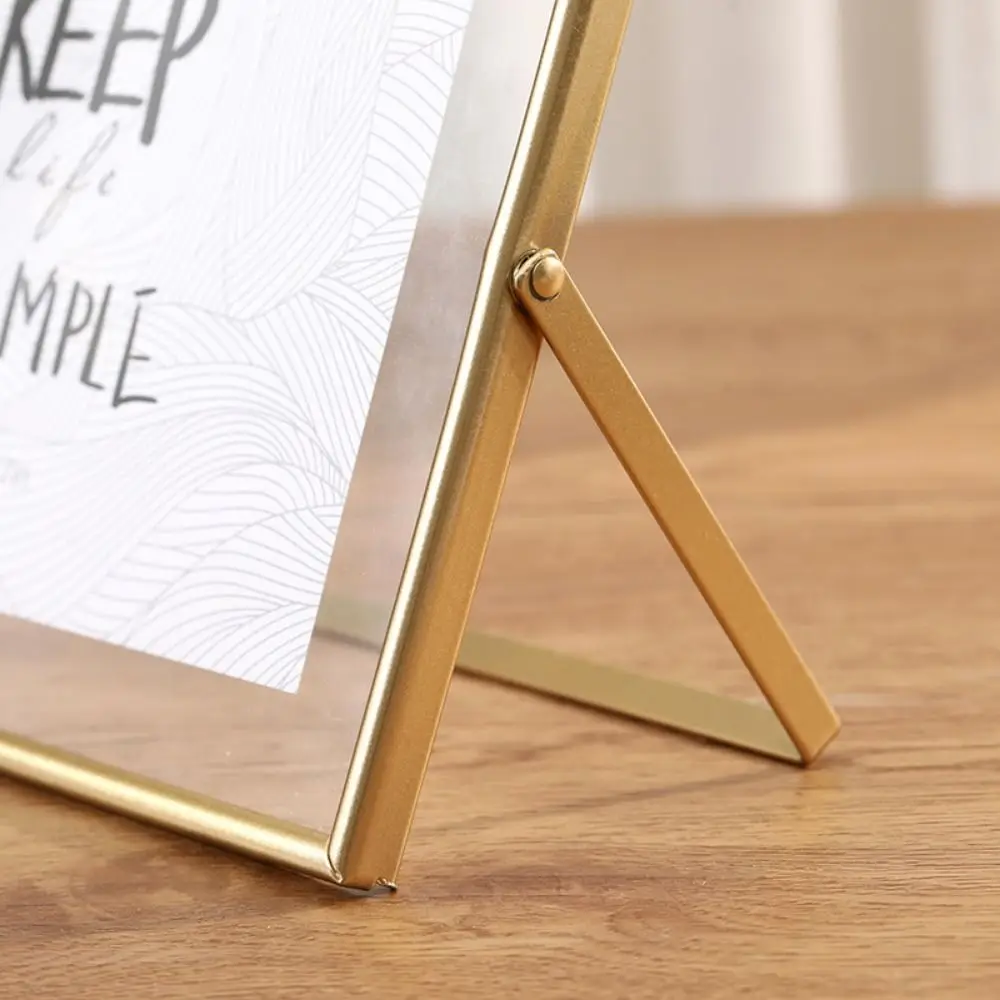 Minimalist Style Metal Photo Frame Transparent Surface Rust-proof Tabletop Decorative Frame Sturdy Horizontal