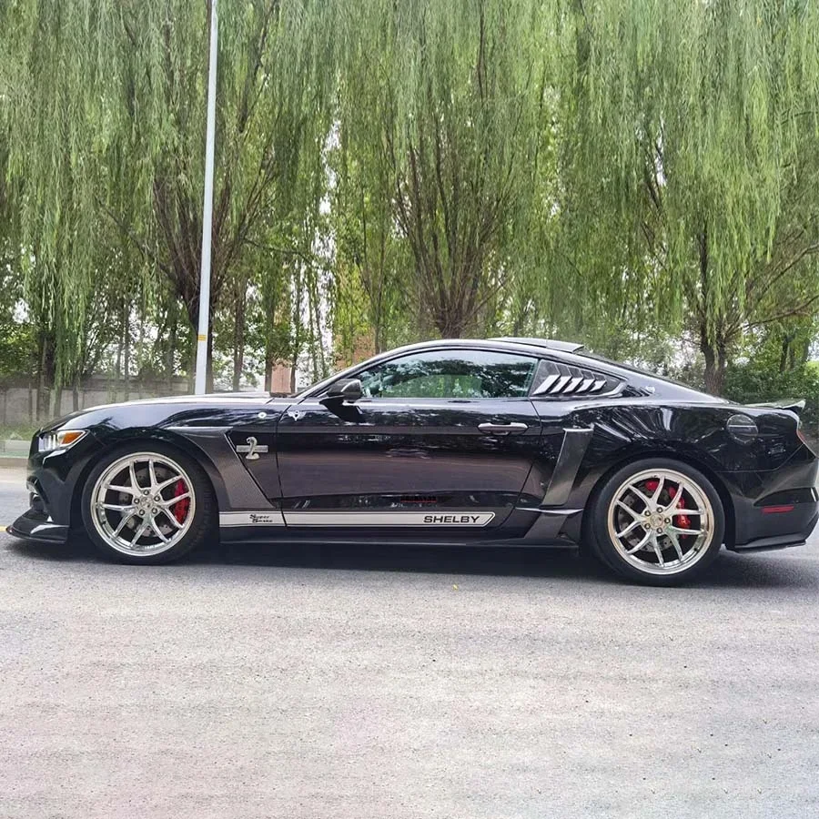 NEW Carbon Fiber LARIDAS Style Side Skirts for Ford Mustang 2018-2023 Rocker Splitters Body Kit