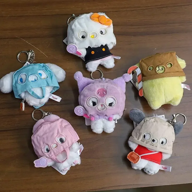 Urocza Kreskówkowa Maskowana Duch Hello Kitty Cinnamoroll Melody Pluszowy Brelok Opaska Odpinana Zawieszka do Torebki Dziewczęcej Lalka Prezent na Halloween