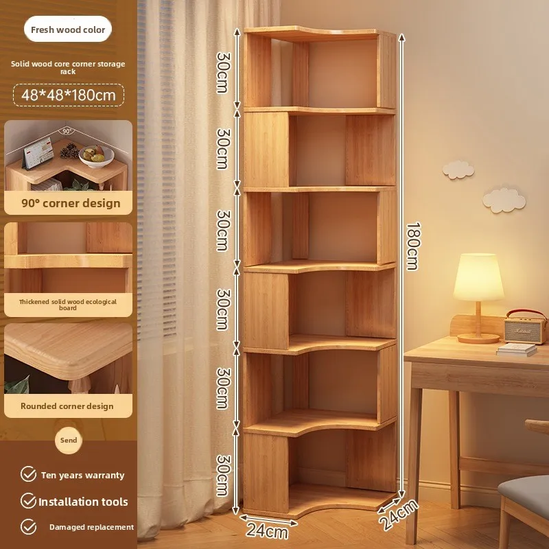 Modern Solid wood rotating bookshelf 360 degree floor simple small bookcase living room shelf bookcase