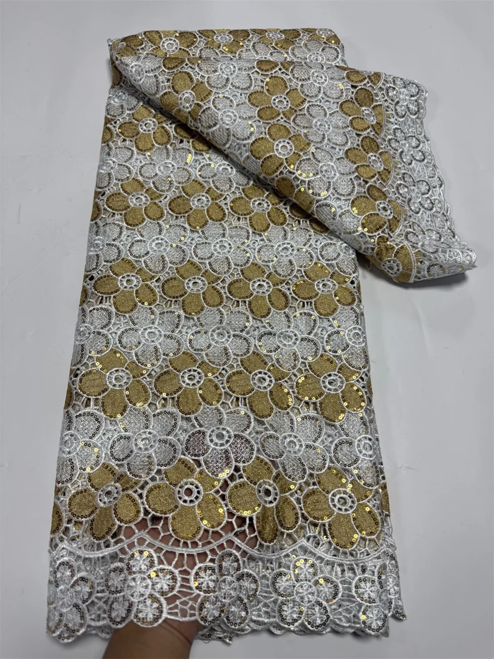 

Африканский шнур, кружевная ткань, оранжевая кружевная гипюровая ткань, высокое качество, кружево 2025 года, женское платье, синее, 5 ярдов